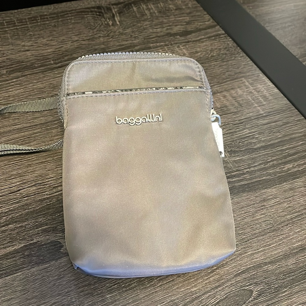 Baggallini Grey Crossbody Bag with Grey Snake Print Detail and RFID Blocking